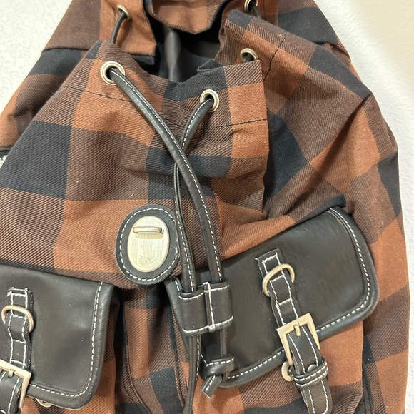 Pacific Cotton Black and Brown Checkered Backpack - Picture 2 of 6